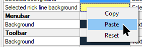 Colors context menu