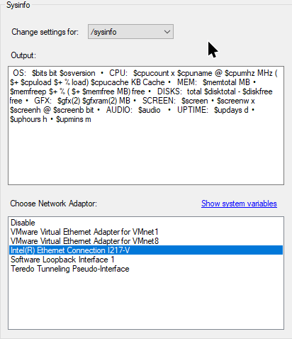 System Information customization